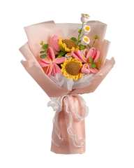 Pink Sunny Crochet Flower Bouquet