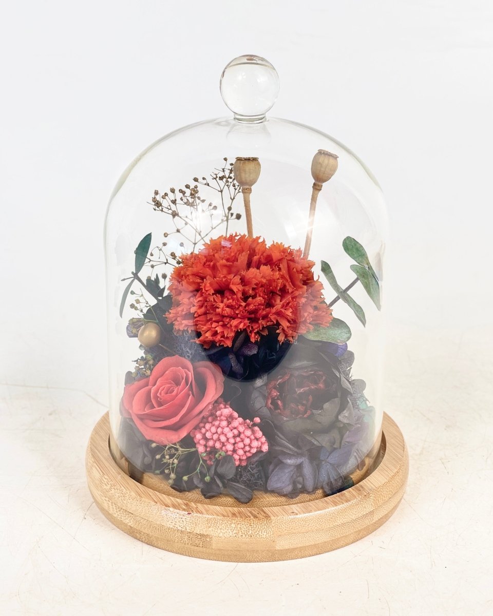 AS-IS Domes / Bucket (Imperfect ) - Read Description - Flowers - Red Romance Bell Jar (no lights) - Preserved Flowers & Fresh Flower Florist Gift Store