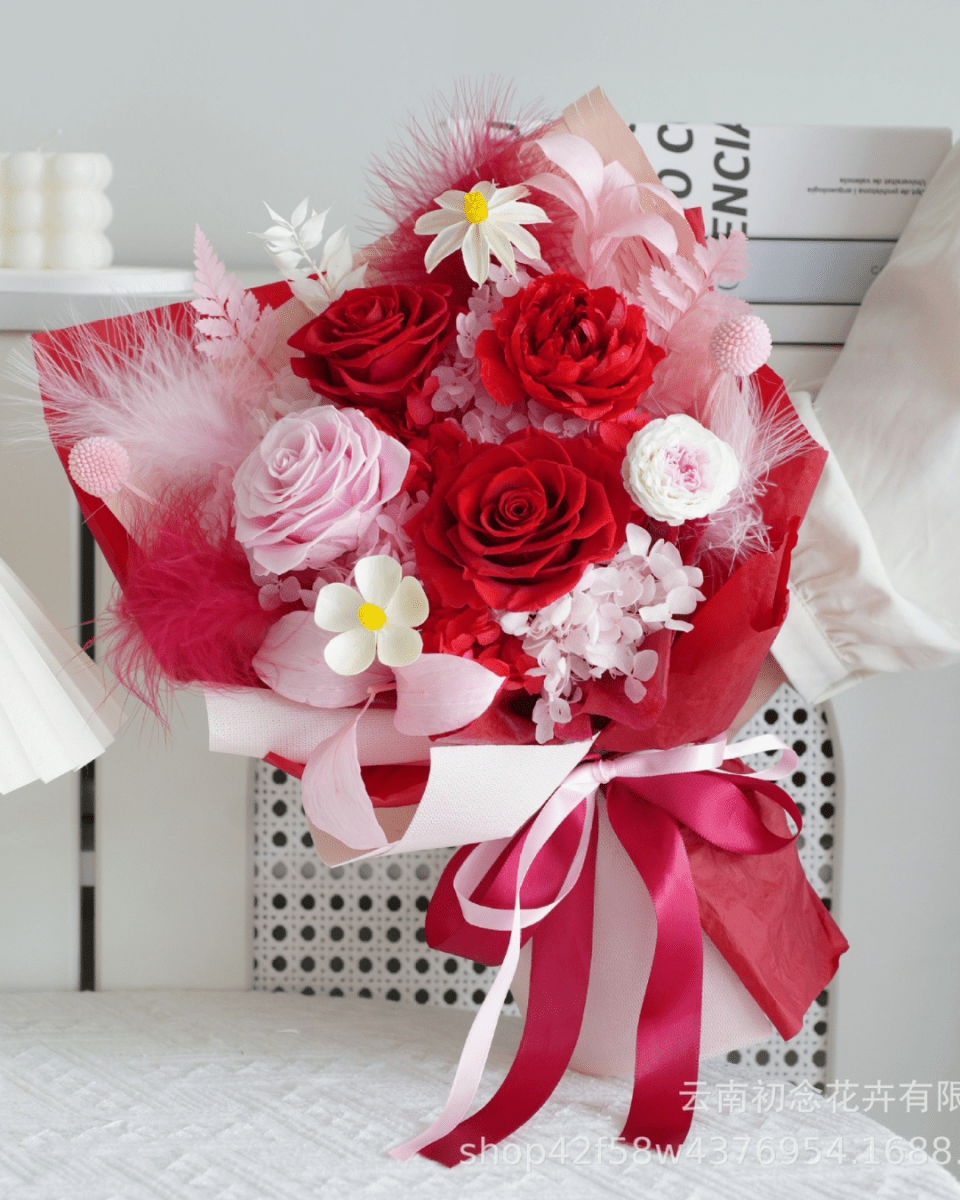 Love Reverie - Red Roses Preserved Flower Bouquet - Flowers - box - Preserved Flowers & Fresh Flower Florist Gift Store