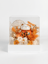 Maneki - Neko 招き猫 Flower Box, Orange (Wealth Luck All Ways) - Flowers - Preserved Flowers & Fresh Flower Florist Gift Store