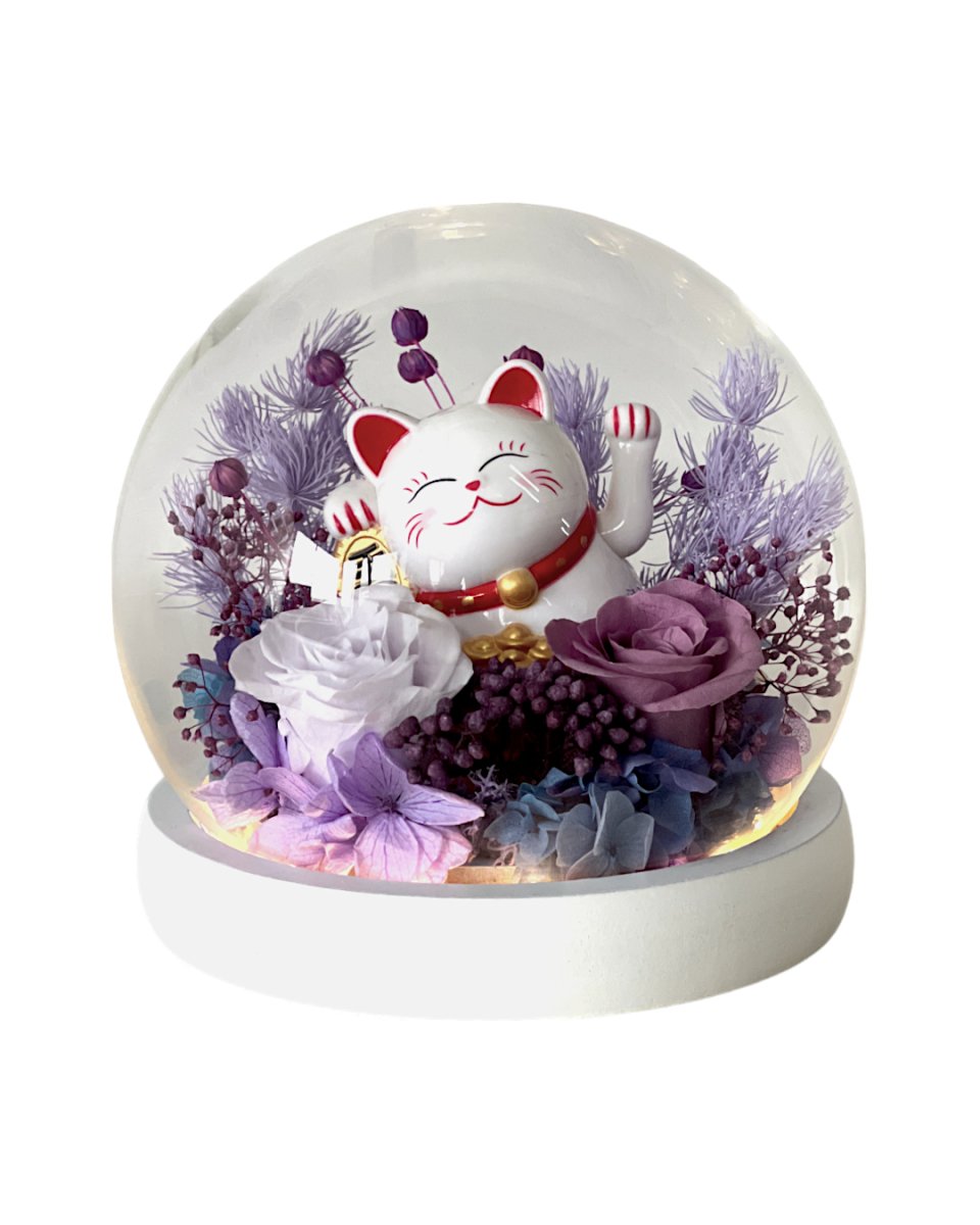 Maneki-Neko 招き猫 Fortune Cat (Violet - Health) - Flowers - Preserved Flowers & Fresh Flower Florist Gift Store