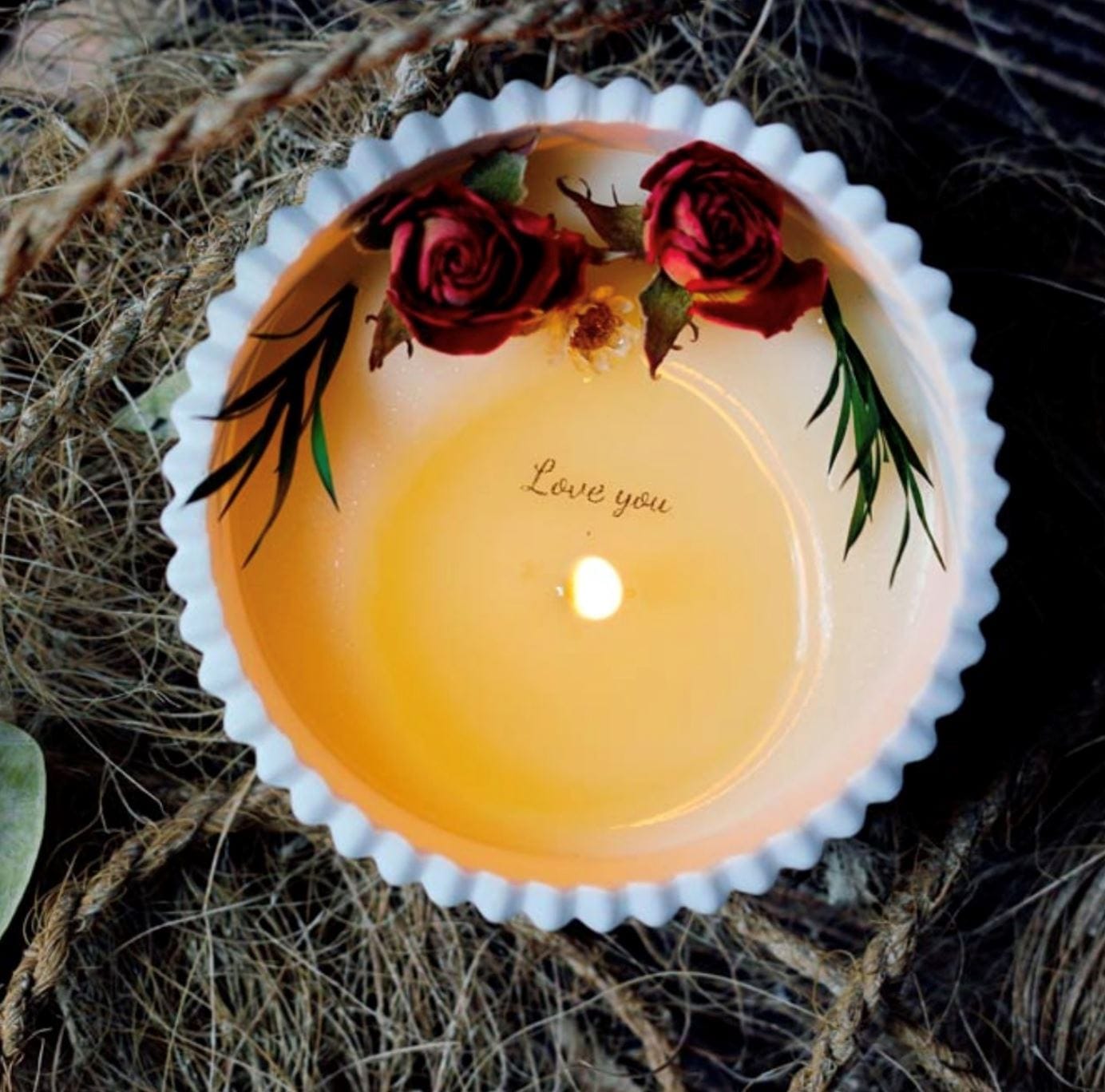 Greeting Message in Candle - Scent - Happy Wedding - Preserved Flowers & Fresh Flower Florist Gift Store