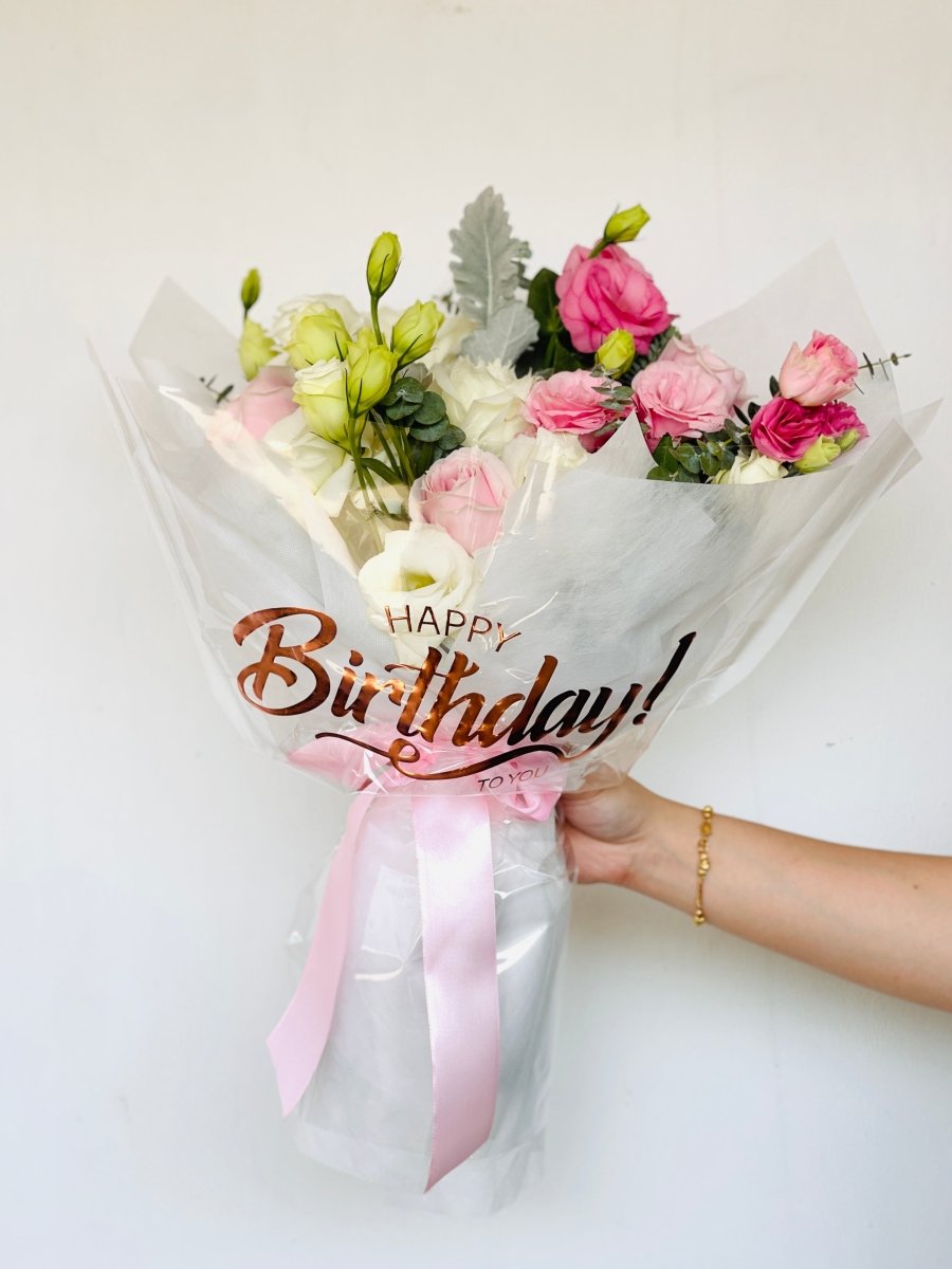 Happy Birthday Foil Wrapper Add On - Add Ons - Wording - Preserved Flowers & Fresh Flower Florist Gift Store