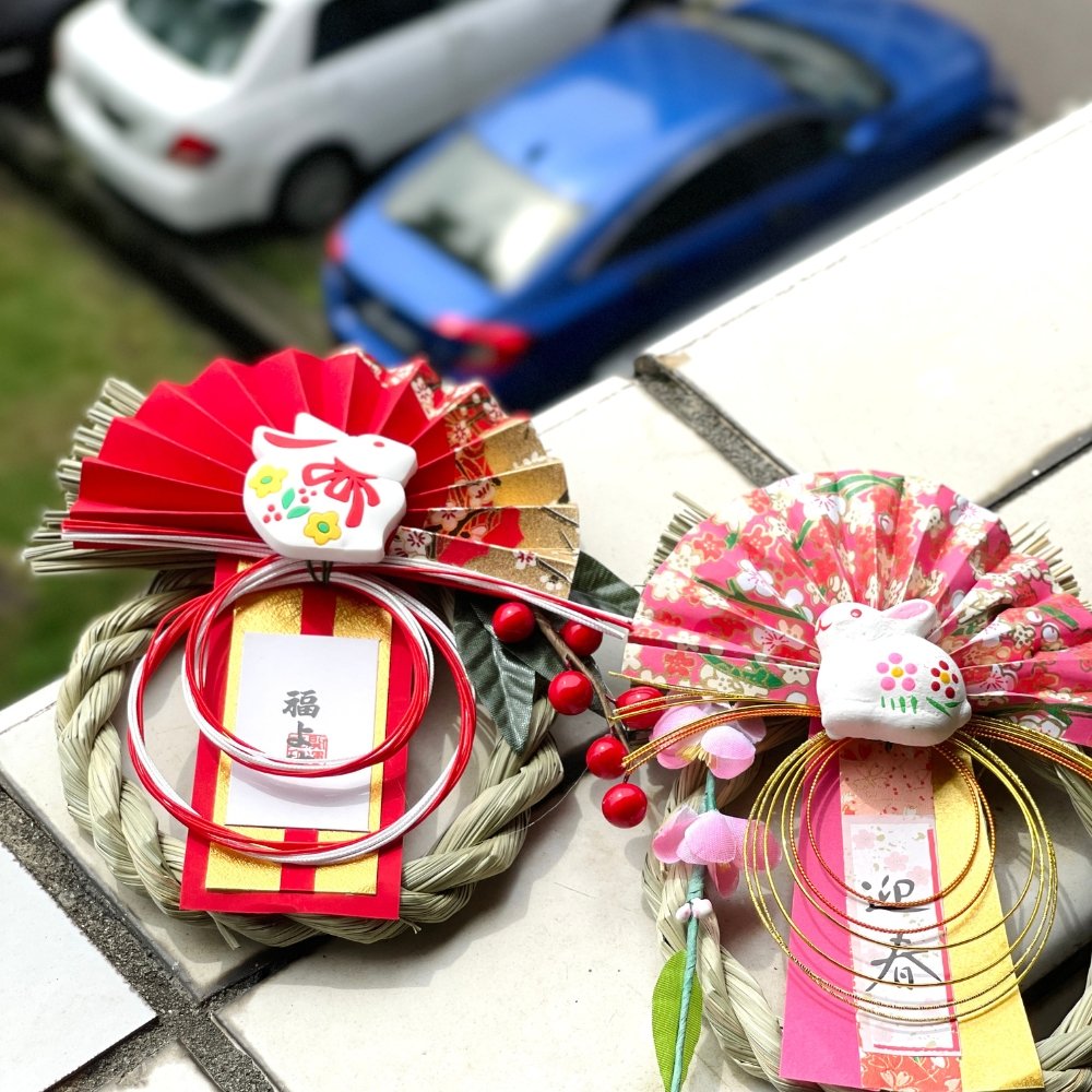 Lucky Usagi Shimenawa New Year Decoration -幸運兎 - Decor - Pink - Preserved Flowers & Fresh Flower Florist Gift Store