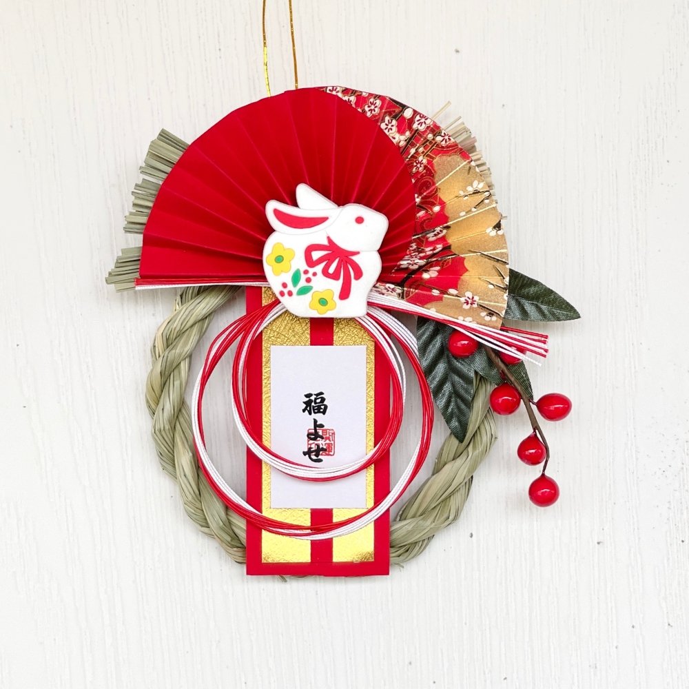 Lucky Usagi Shimenawa New Year Decoration -幸運兎 - Decor - Red - Preserved Flowers & Fresh Flower Florist Gift Store