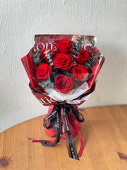 Romantic Red Rose with Eucalyptus - Preserved Rose Bouquet - Mothers Day Favourite!