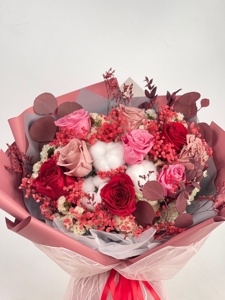 Akane - Red Preserved Flower Bouquet - Flowers - Grand - Preserved Flowers & Fresh Flower Florist Gift Store