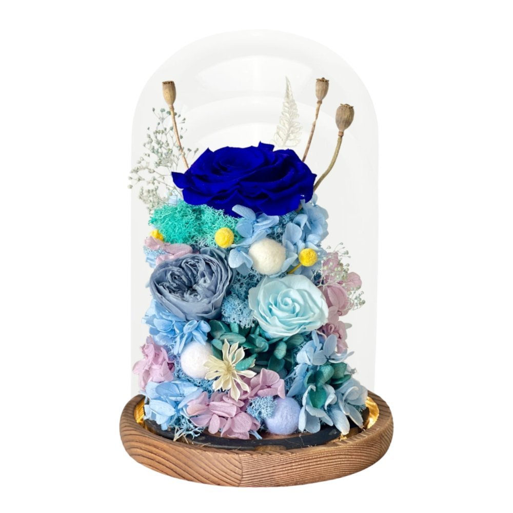 AS-IS Domes / Bucket (Imperfect ) - Read Description - Flowers - Hazelynn (Blue) - Preserved Flowers & Fresh Flower Florist Gift Store