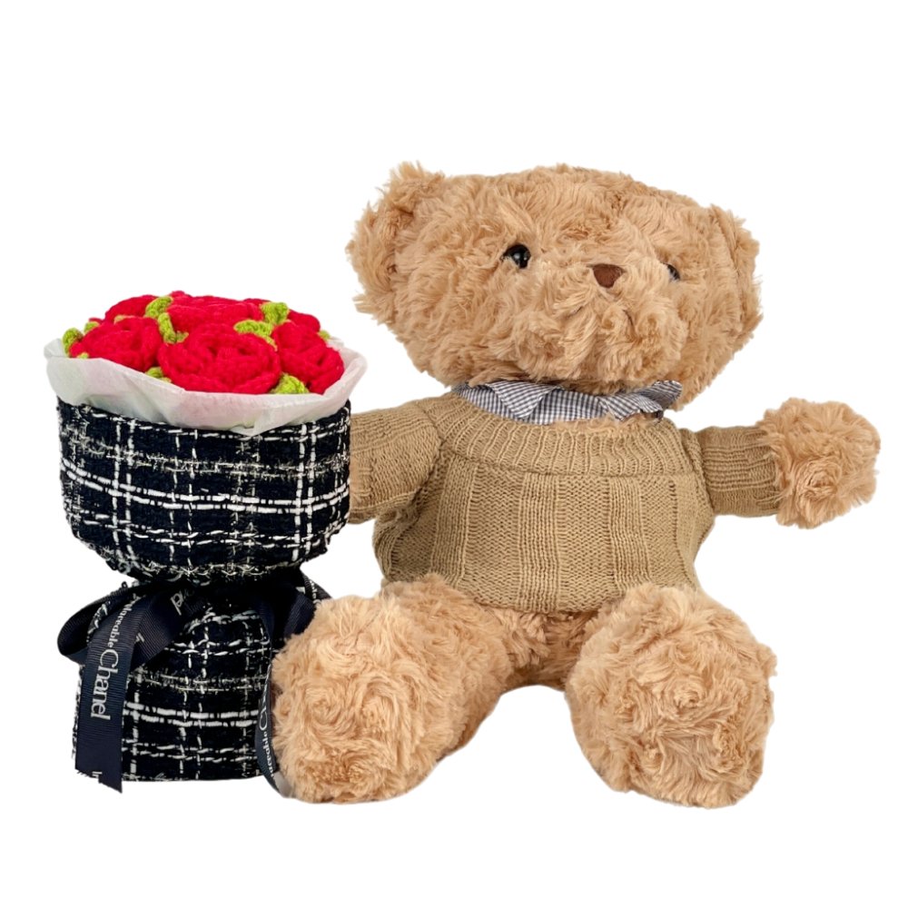 Cuddle Bear Huggies Bouquet - Red Roses - Flowers - Preserved Flowers & Fresh Flower Florist Gift Store
