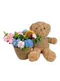 Cuddle Bear - Hugging Pink Flower Basket - Flowers - Preserved Flowers & Fresh Flower Florist Gift Store