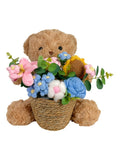 Cuddle Bear - Hugging Pink Flower Basket - Flowers - Preserved Flowers & Fresh Flower Florist Gift Store