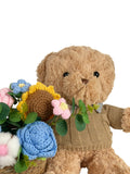 Cuddle Bear - Hugging Pink Flower Basket - Flowers - Preserved Flowers & Fresh Flower Florist Gift Store