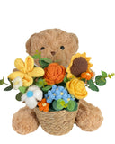 Cuddle Bear - Hugging Yellow Flower Basket - Flowers - Preserved Flowers & Fresh Flower Florist Gift Store