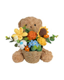 Cuddle Bear - Hugging Yellow Flower Basket - Flowers - Preserved Flowers & Fresh Flower Florist Gift Store