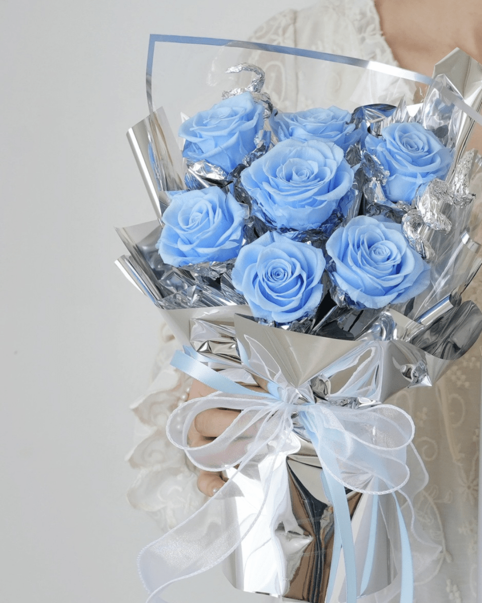 Galaxy 7 Rose Preserved Flower Bouquet - Valentine's Day Special - Flowers - blue - Preserved Flowers & Fresh Flower Florist Gift Store