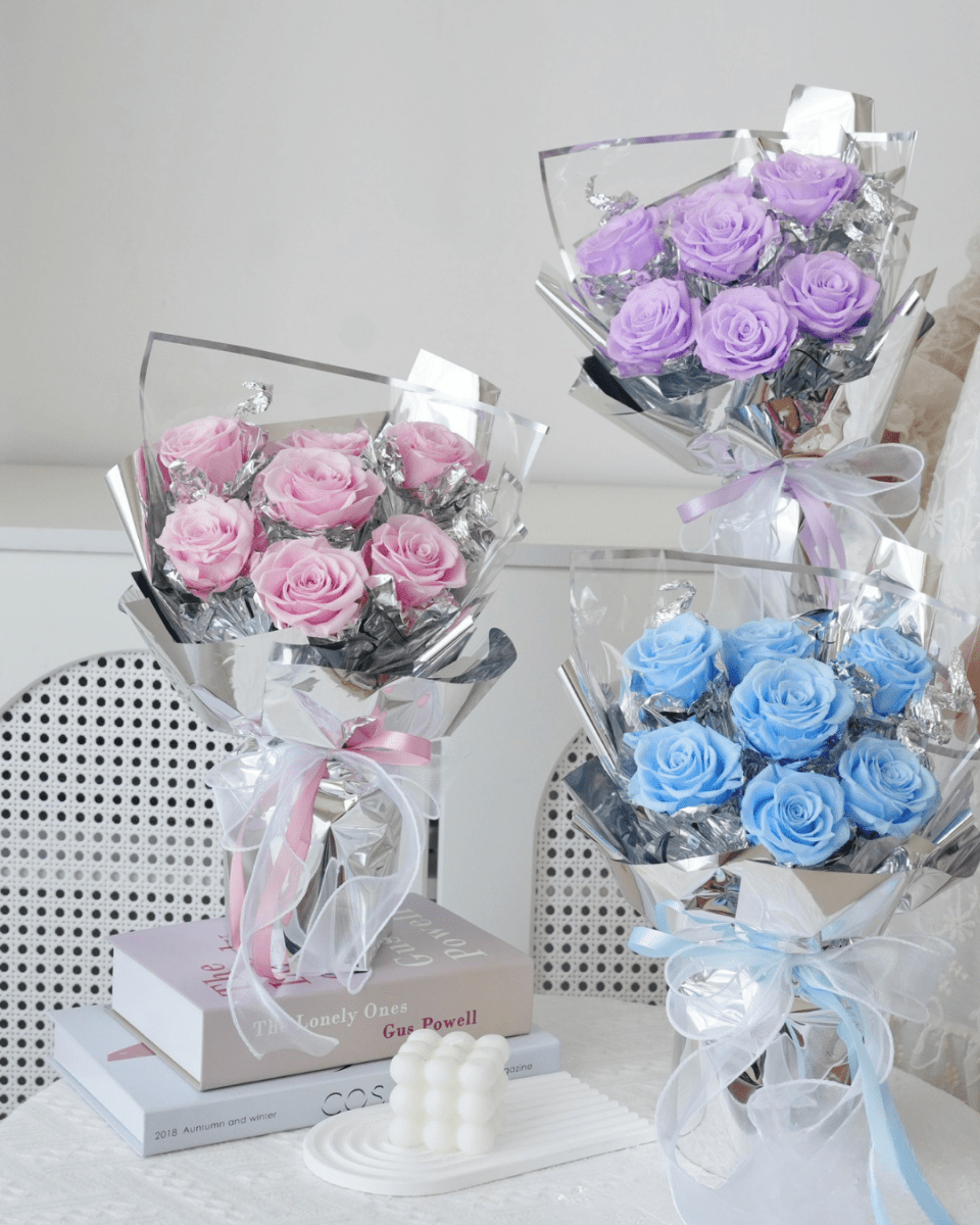 Galaxy 7 Rose Preserved Flower Bouquet - Valentine's Day Special - Flowers - red - Preserved Flowers & Fresh Flower Florist Gift Store