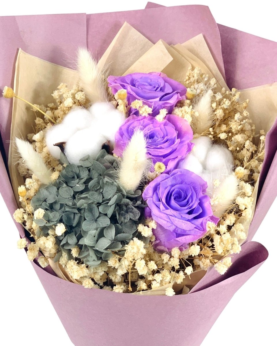 Kaitlyn (Preserved Bouquet) - Flowers - Purple - Preserved Flowers & Fresh Flower Florist Gift Store