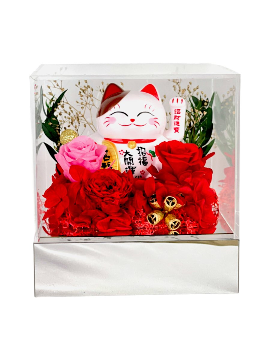 Maneki-Neko 招き猫 Flower Box - Flowers - Red Rose - Preserved Flowers & Fresh Flower Florist Gift Store