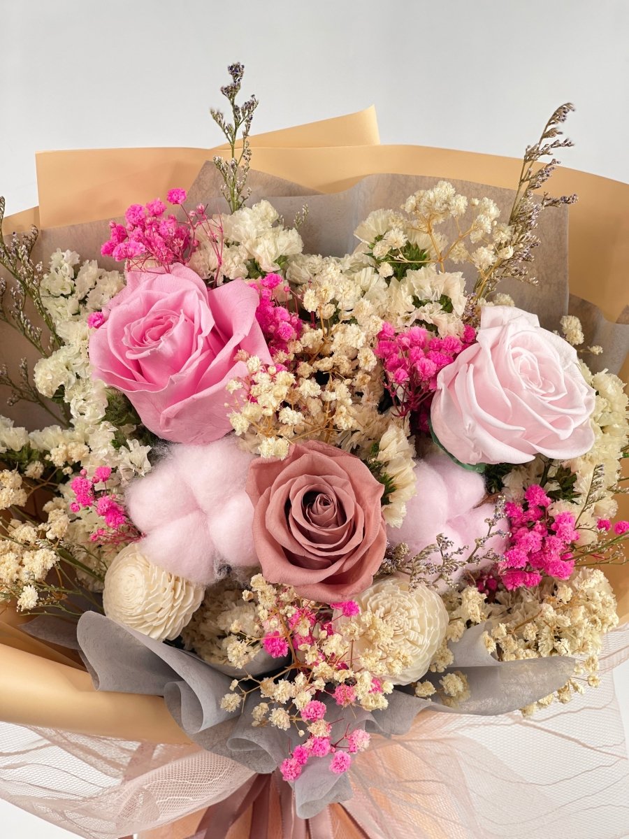 Sakurairo - Pink Preserved Flower Bouquet - Flowers - Deluxe - Preserved Flowers & Fresh Flower Florist Gift Store