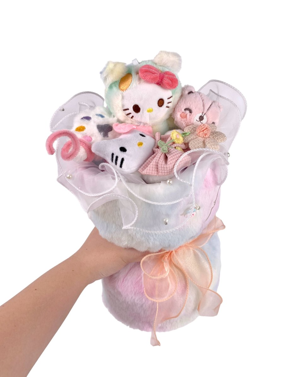 Sanrio Soft Toy Knit Bouquet - Flowers - Kitty - Preserved Flowers & Fresh Flower Florist Gift Store