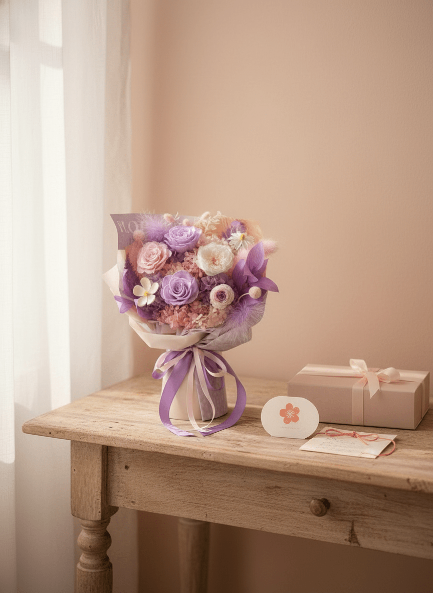 Yume (夢) - Pastel Preserved Flower Bouquet - Flowers - Blue - Preserved Flowers & Fresh Flower Florist Gift Store