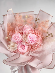 Yume - Pink Roses & Hydrangea Preserved Flower Bouquet - Flowers - Preserved Flowers & Fresh Flower Florist Gift Store