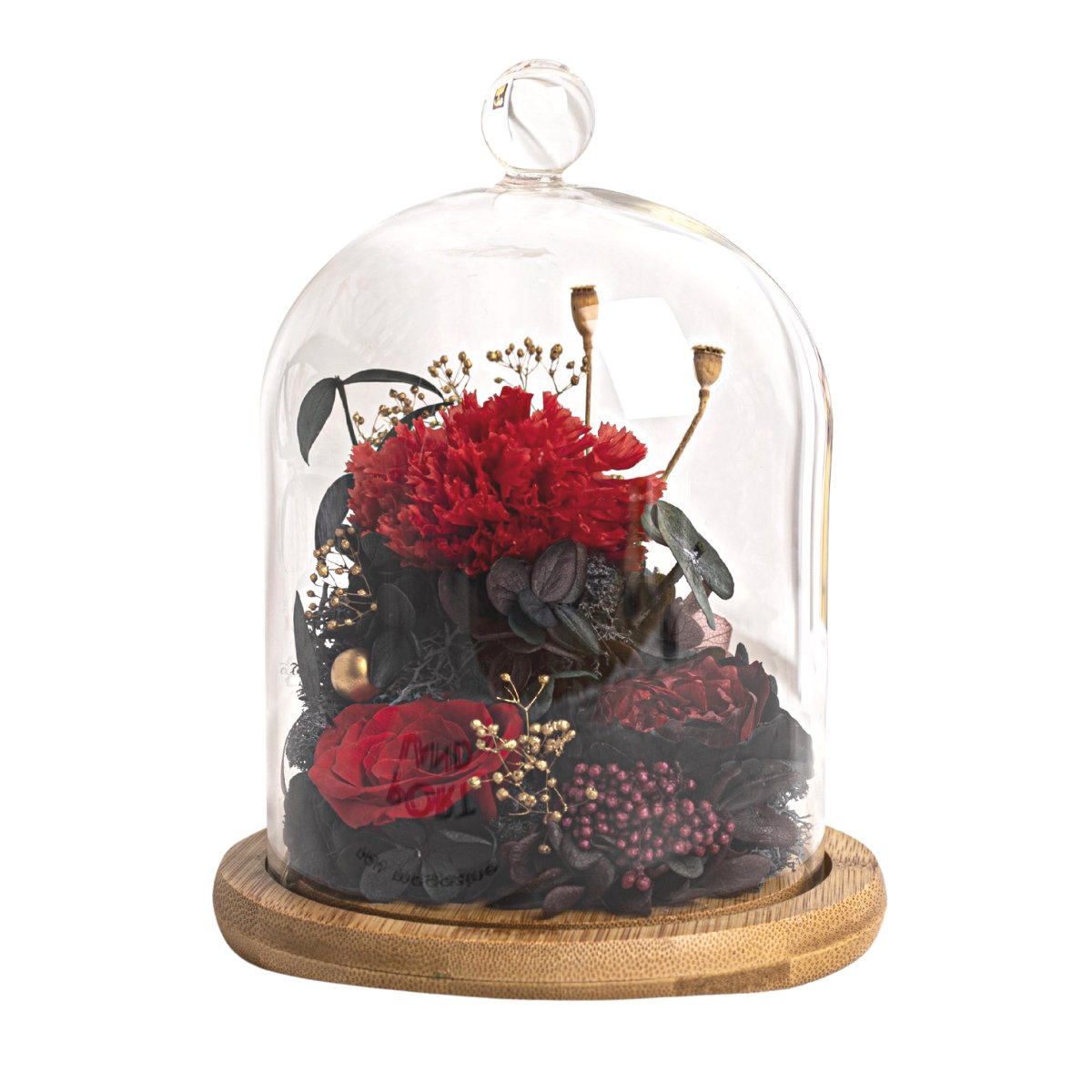 Carnation Bell Jar - Red Garnet (with box) - Flower - Preserved Flowers & Fresh Flower Florist Gift Store