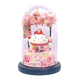 Maneki-Neko 招き猫 Fortune Cat (Large) - Pink, Fortune and Love Luck - Flower - Preserved Flowers & Fresh Flower Florist Gift Store