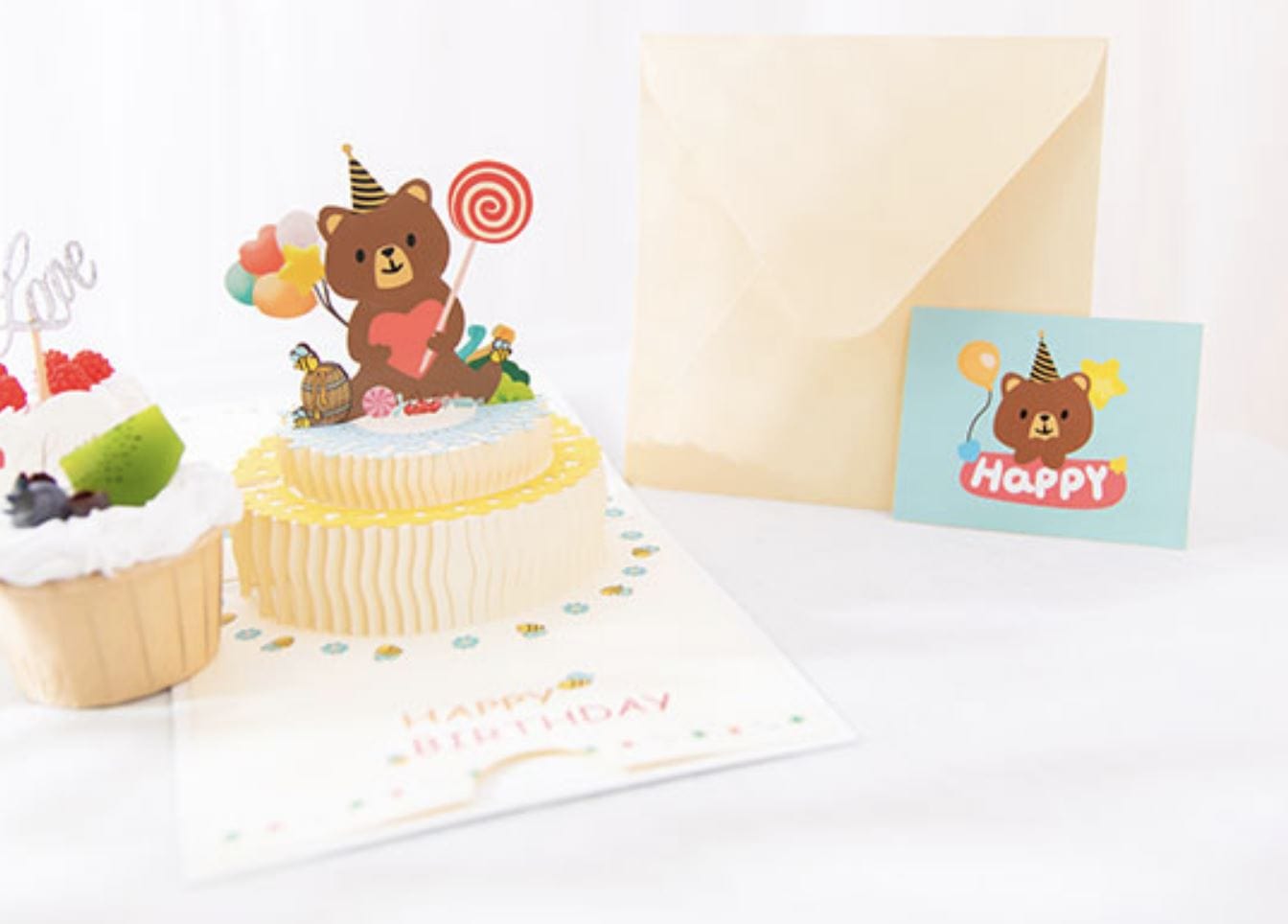 Birthday 3D Pop Up Card - Add Ons - Bear Cake - Preserved Flowers & Fresh Flower Florist Gift Store