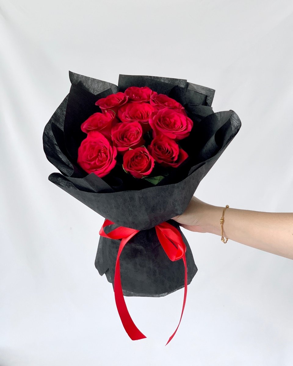 Red Rose Flower with Love Stand and Gift Box and Beautiful Carry Bag