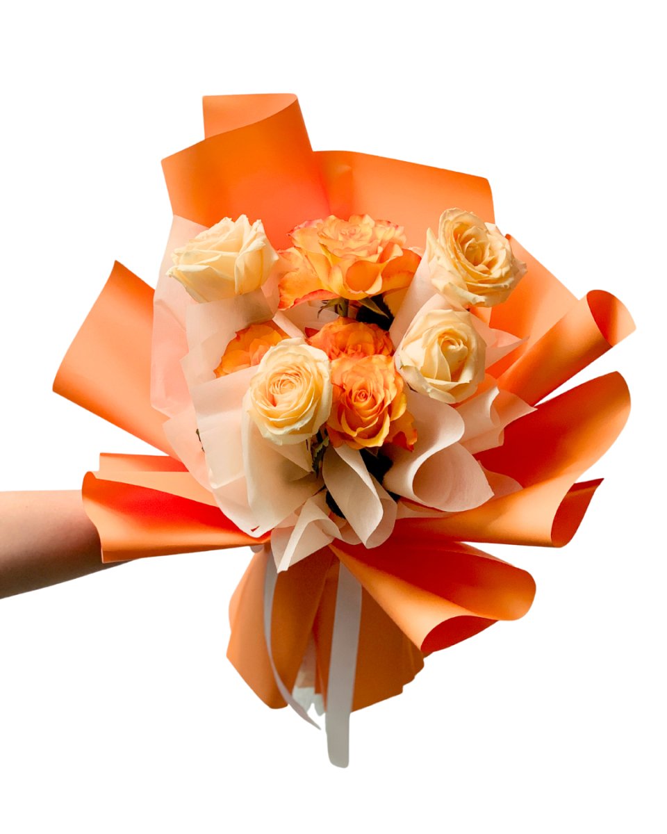 Blooms on the Go - Flower - Orange + champagne roses - Preserved Flowers & Fresh Flower Florist Gift Store