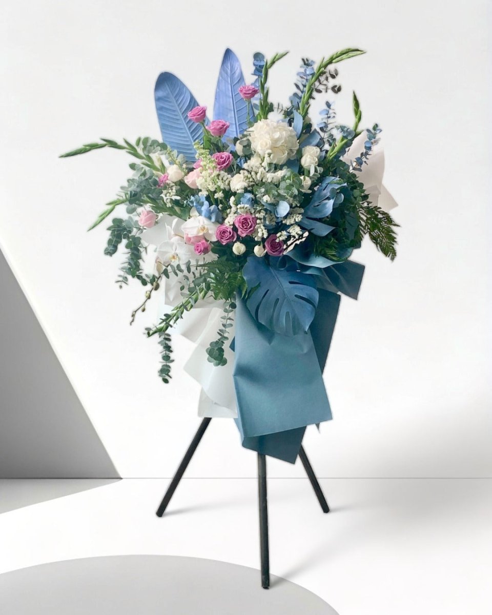 Blue Serenity Blooms Flower Stand - Flower - Deluxe - Preserved Flowers & Fresh Flower Florist Gift Store