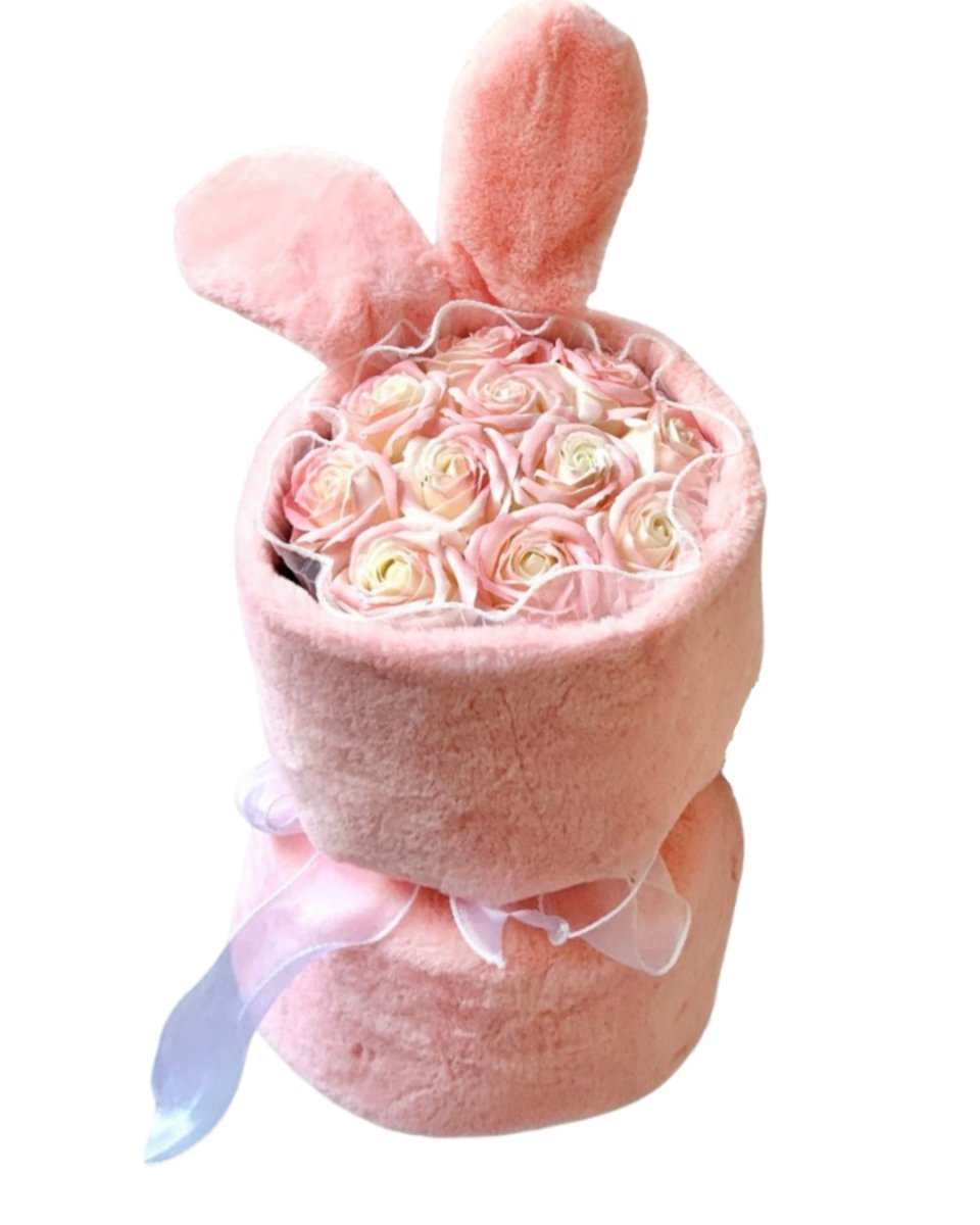 Bunny Hop - Soap Flower Bouquet - Peach Pink - Flower - Preserved Flowers & Fresh Flower Florist Gift Store