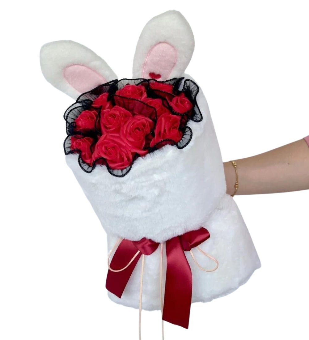 Bunny Hop - Soap Flower Bouquet - Red / Black - Flower - Preserved Flowers & Fresh Flower Florist Gift Store