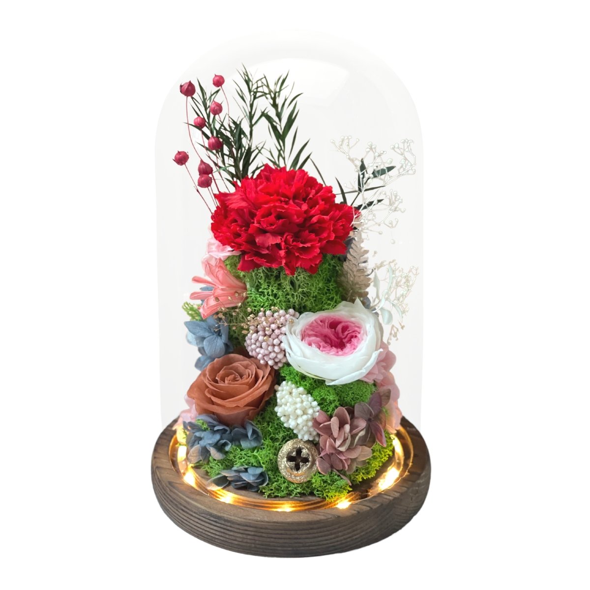 Carnation Bell Dome - Red Garnet (with gift box) - Flower - Preserved Flowers & Fresh Flower Florist Gift Store