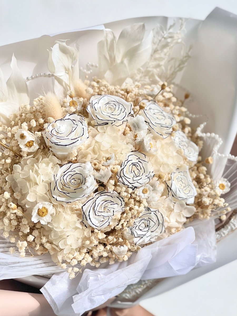 Chantel - 3D White Rose - Flower - Upsize - Preserved Flowers & Fresh Flower Florist Gift Store