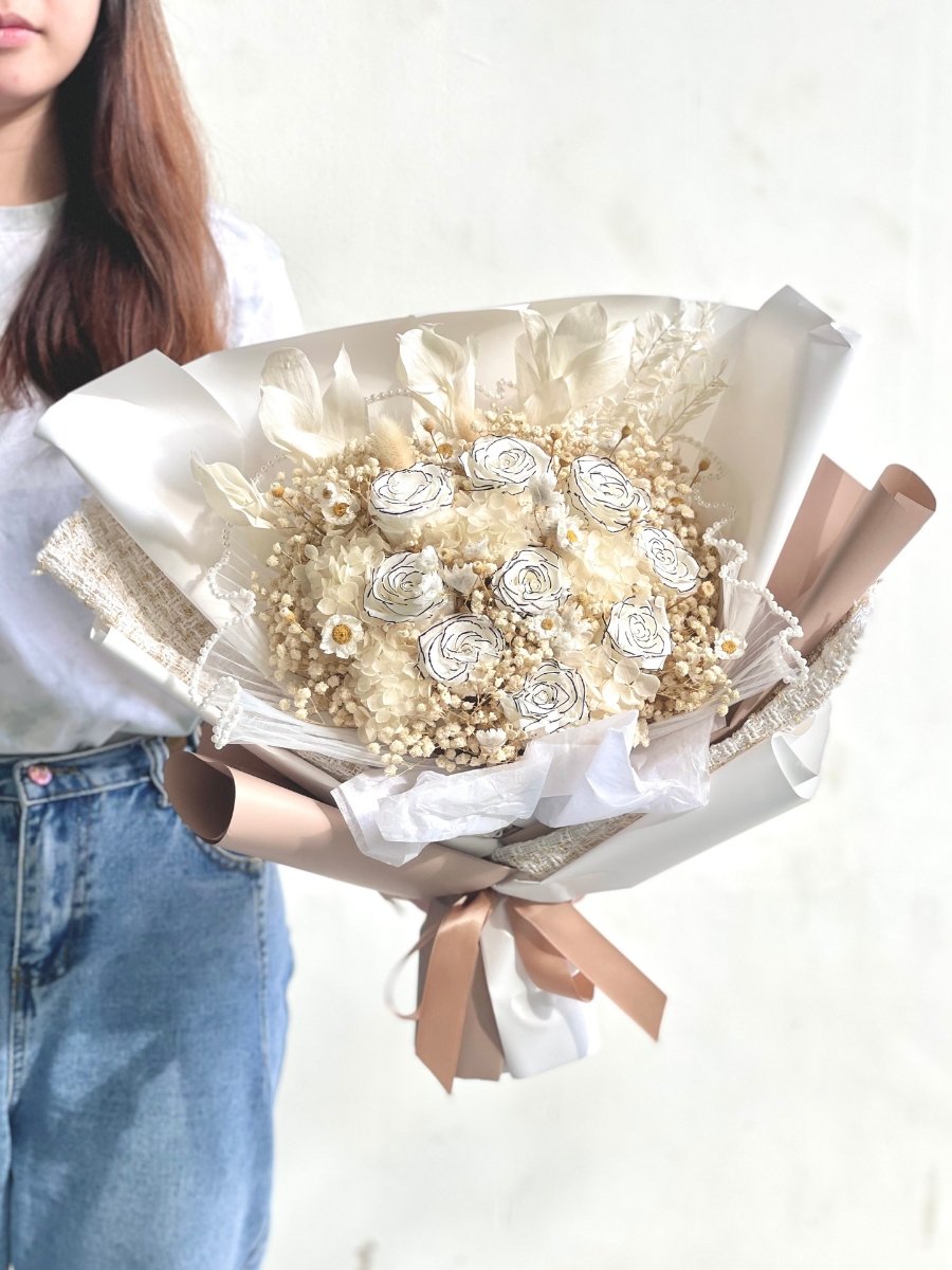 Chantel - 3D White Rose - Flower - Upsize - Preserved Flowers & Fresh Flower Florist Gift Store