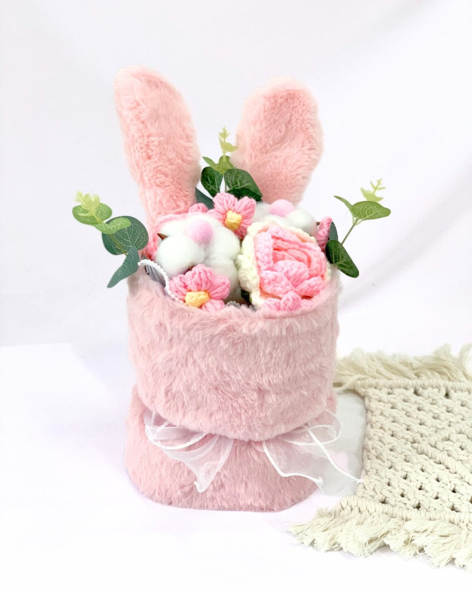Cotton Rose Crochet Floppy Bouquet - Flower - Blue - Preserved Flowers & Fresh Flower Florist Gift Store