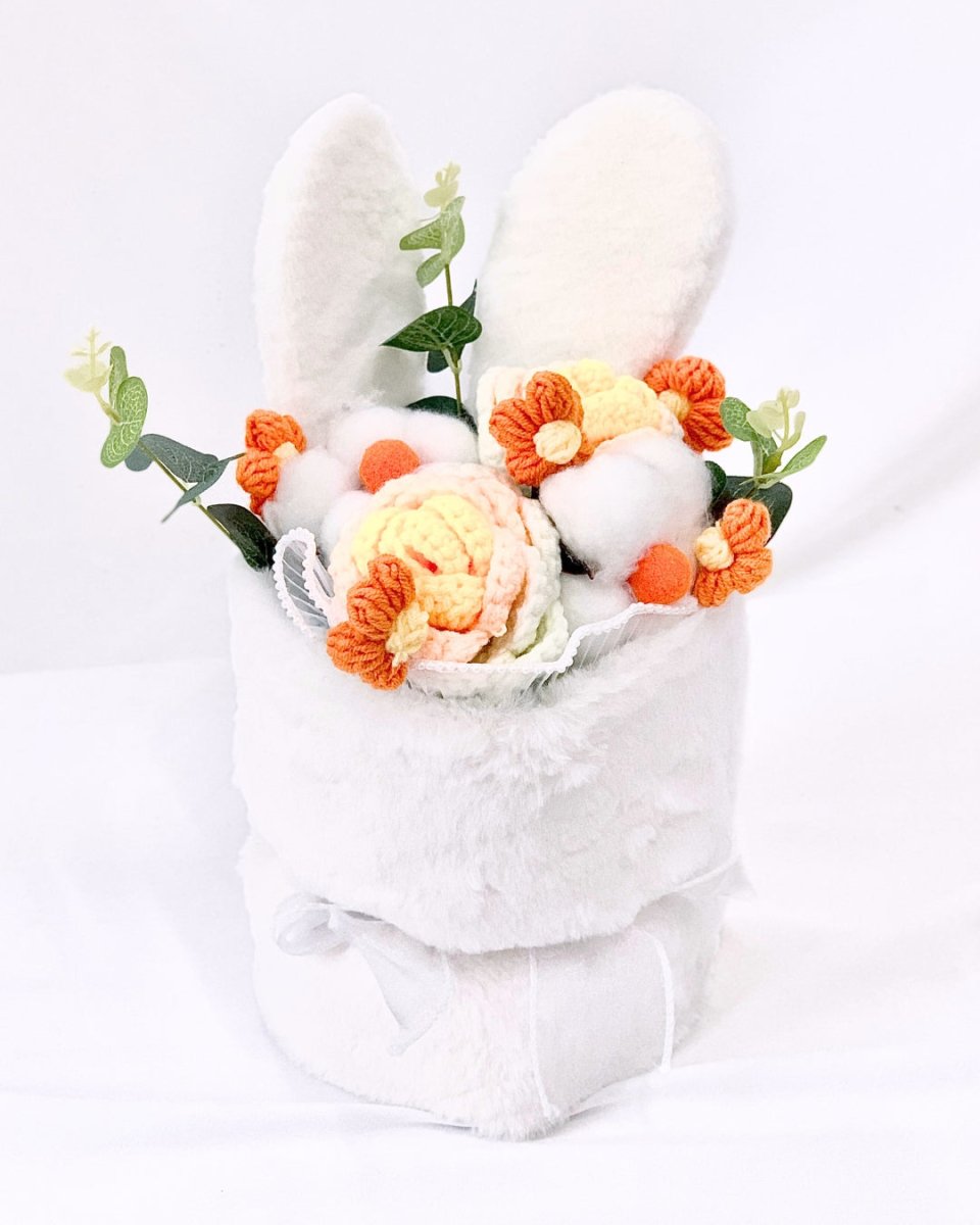 Cotton Rose Crochet Floppy Bouquet - Flower - Yellow - Preserved Flowers & Fresh Flower Florist Gift Store