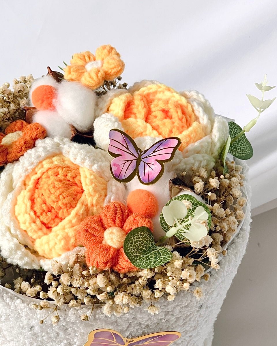 Emily - Handmade Knitted Flower Bouquet - Flower - Standard - Preserved Flowers & Fresh Flower Florist Gift Store