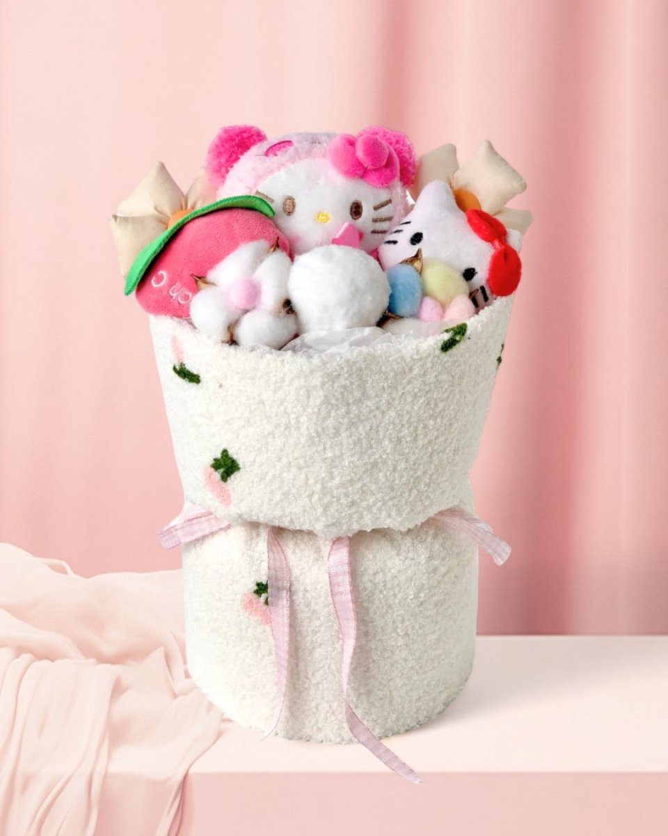 Fluffy Soft Toy Knit Bouquet - Hello Kitty - Flowers - Preserved Flowers & Fresh Flower Florist Gift Store