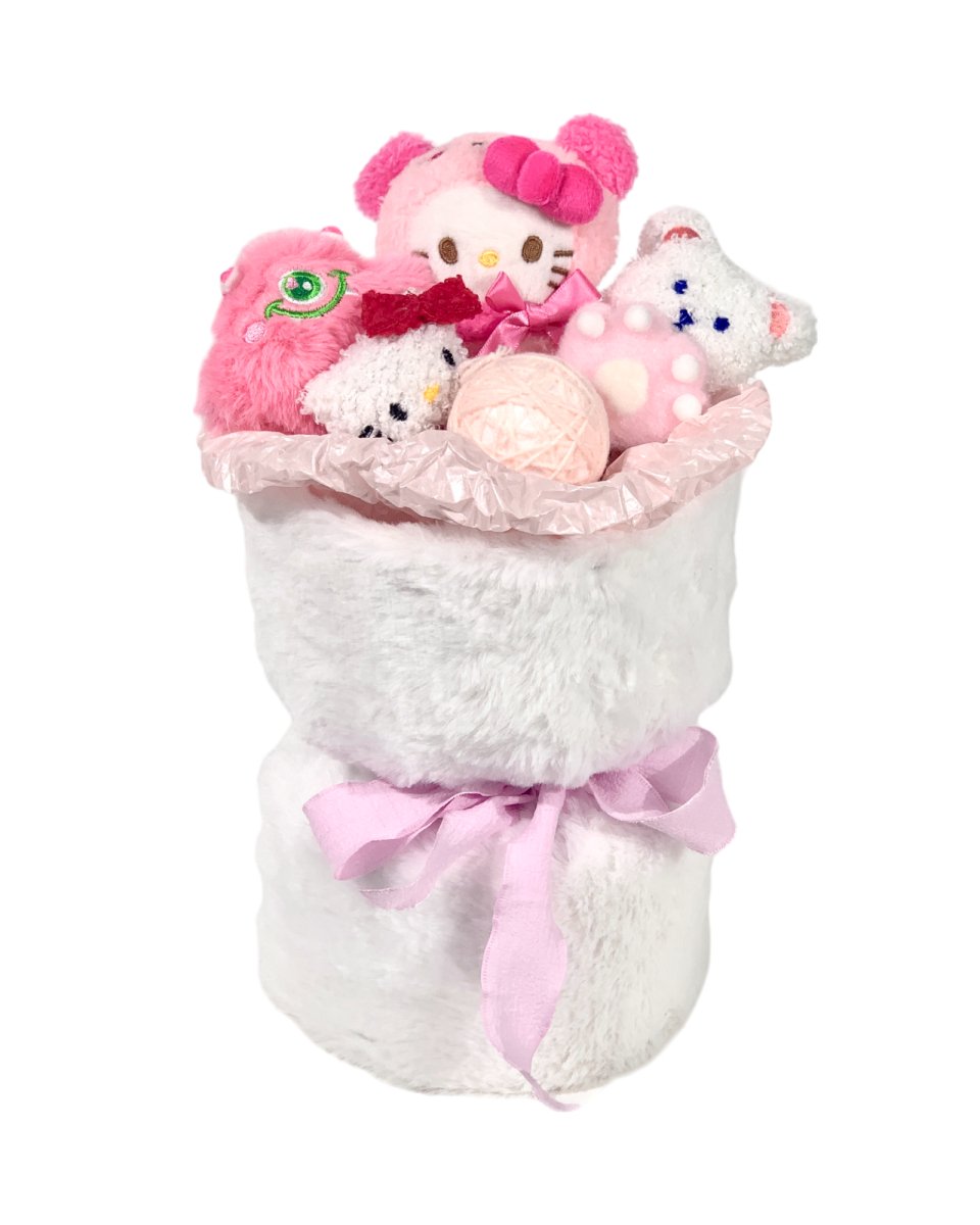 Fluffy Soft Toy Knit Bouquet - Pink Flossy Kitty - Flowers - Preserved Flowers & Fresh Flower Florist Gift Store