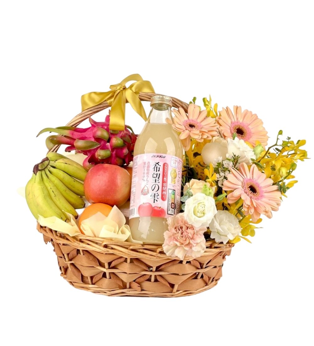 Fruitful Bloom Hamper - Apple Juice - Gift Set - Preserved Flowers & Fresh Flower Florist Gift Store