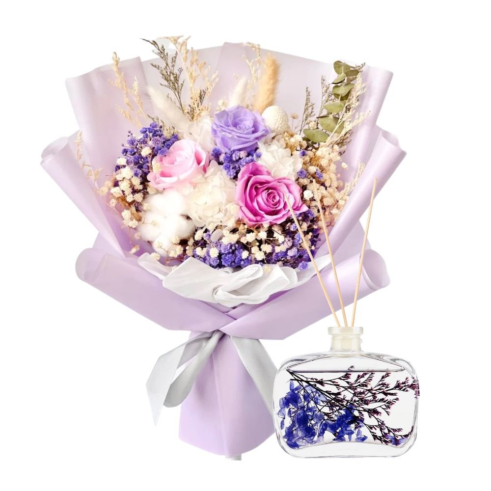 Gemma Flower Bouquet Gift Set - For Her - - Preserved Flowers & Fresh Flower Florist Gift Store