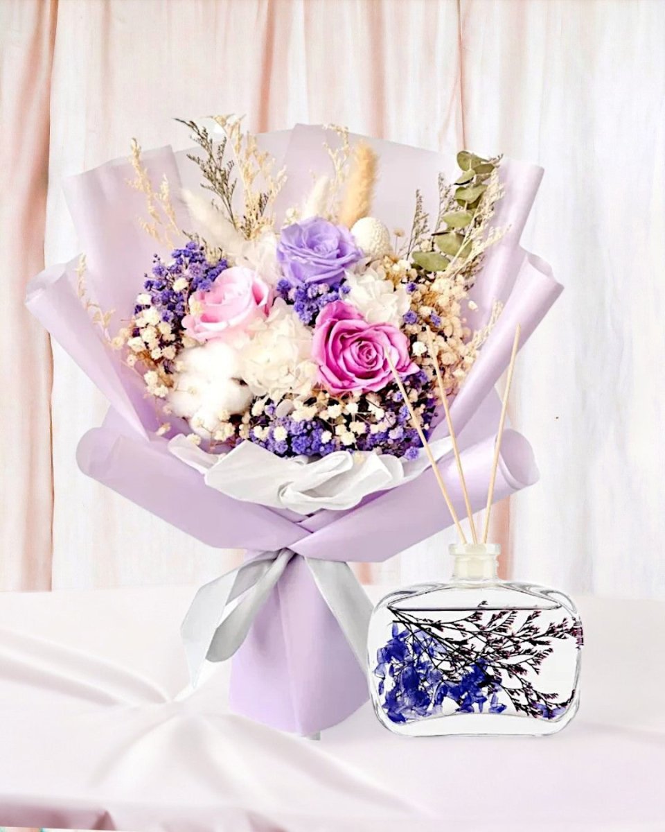 Gemma Flower Bouquet Gift Set - For Her - - Preserved Flowers & Fresh Flower Florist Gift Store