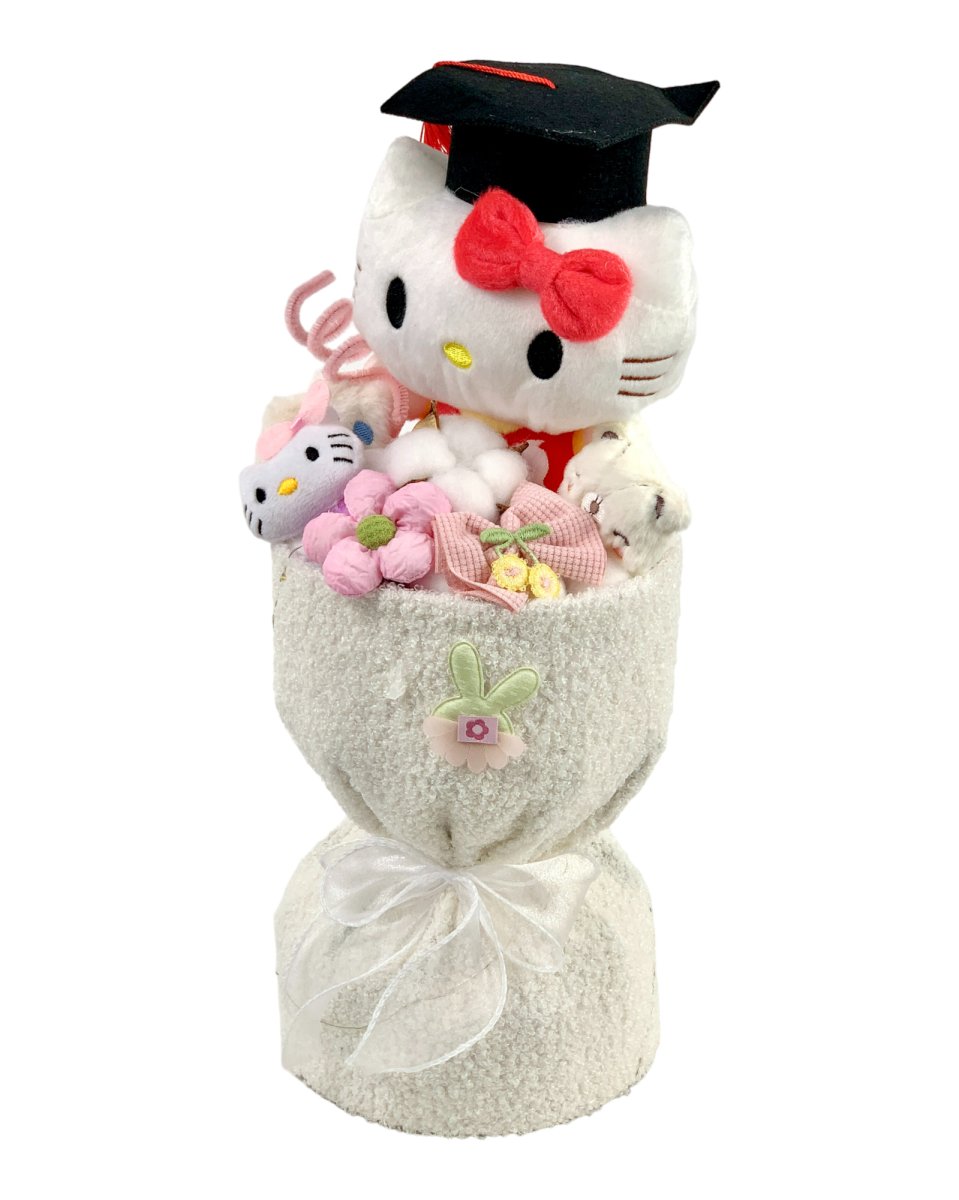 Graduation Fluffy Soft Toy Knit Bouquet - Flowers - Hello Kitty - Preserved Flowers & Fresh Flower Florist Gift Store