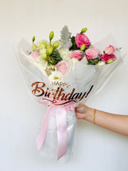 Happy Birthday Foil Wrapper Add On - Add Ons - Wording - Preserved Flowers & Fresh Flower Florist Gift Store