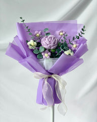 Haru - Handmade Crochet Flower Bouquet, Purple - Flower - Standard - Preserved Flowers & Fresh Flower Florist Gift Store