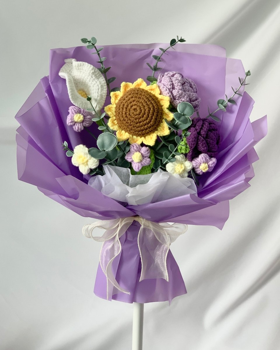 Haru - Handmade Crochet Flower Bouquet, Purple - Flower - Upsize - Preserved Flowers & Fresh Flower Florist Gift Store