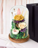 Hazel Roses (large dome with gift box) - Flower - Amber Yellow - Preserved Flowers & Fresh Flower Florist Gift Store